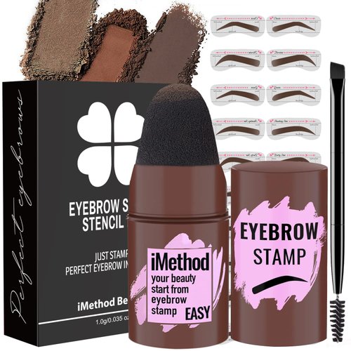 iMethod Eyebrow Stamp and Eyebrow Stencil Kit - Eyebrow Stamp and Shaping Kit for Perfect Brow, Eye Brow Shaping Kit, Long-lasting, Dark Brown