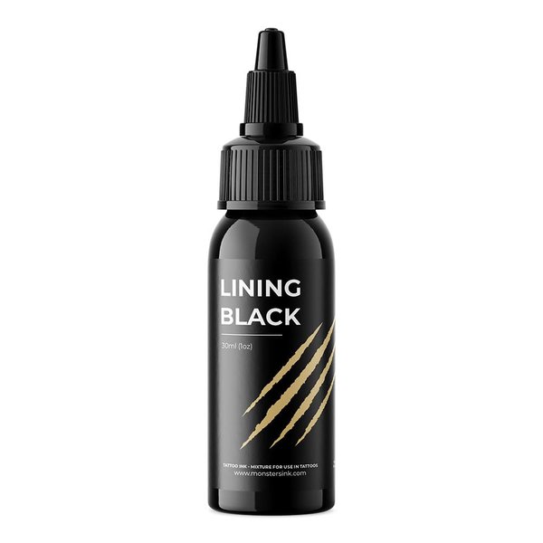 Lining Black Tattoo Ink by Monsters Ink, a Dynamic Lining Black Tattoo Ink That Creates Crisp, Solid Lines (Lining Black, 1oz)