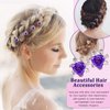 Rustark 40 Pcs Purple Crystal Hair Pins Rose Flower Rhinestone Hair Clips U Shaped Hair Pins Bobby Pins Bun Hairpins for Wedding Bridal Women Hair Jewelry Accessories with Storage Case