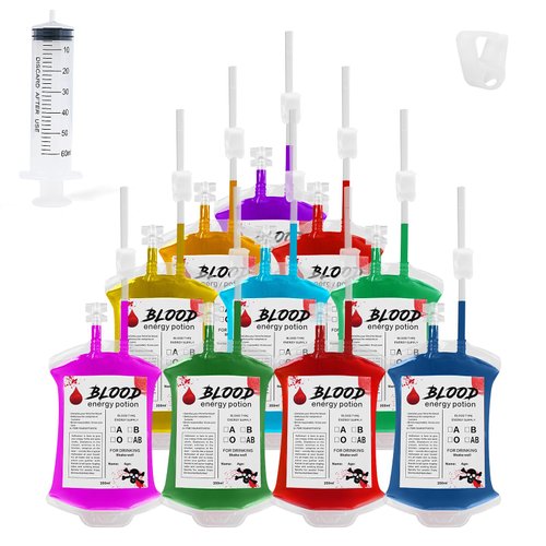 Halloween Blood Bags: 10pcs Blood Bags for Drinks, IV Bags for Halloween Party decorations, Blood Bags for Halloween, Vampire Themed Parties and Masquerade, Nurse Graduation Party Props