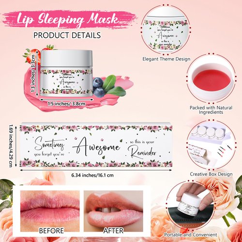 Linyuthia 4 Pcs Lip Sleeping Mask Set Employee Gifts Lip Mask Overnight Lips Balm Deep Hydrating Night Sleep Lip Moisturizer Berry Flavors for Women Men Dry Chapped Lips