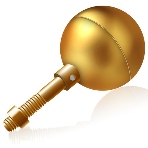 NQ Flag Pole Ball Topper Ornament - Flagpole Top Replacement, Gold Aluminum Anodized Finish - 1/2"-13UNC Threading Fit Most USA Flag Pole,Truck & Solar Light (3", Gold)