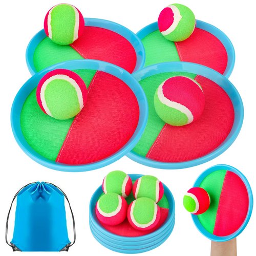 Miasno Toss and Catch Ball Set Outdoor Games with 4 Paddles 4 Balls 1 Storage Bag, Kids Toys, Beach Toys Games,Indoor Toys,Outdoor Toys, Playground Balls for Kids