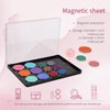 AJLTPA Magnetic Makeup Palette with Clear Top, 3Pack Empty Eyeshadow Pan Dispensing Storage Box with 60Pcs Adhesive Metal Stickers for DIY Cosmetics Lipstick Blush Powder-7.87”X5.51”Palette