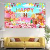 Avezano Candyland Backdrop for Girl Sweet Donut Ice Cream Candy Theme Birthday Party Decoration Cartoon Candy Land Birthday Party Supplies Banner 70.8 x 43.3 Inch