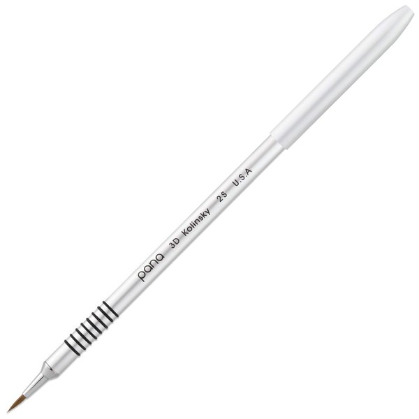 PANA 3D Kolinsky Acrylic Nail Art Sculpture Brush with Silver Metal Non-Slip Grip Handle for Manicures 3D Nail Art Flower Designs (Size #2)