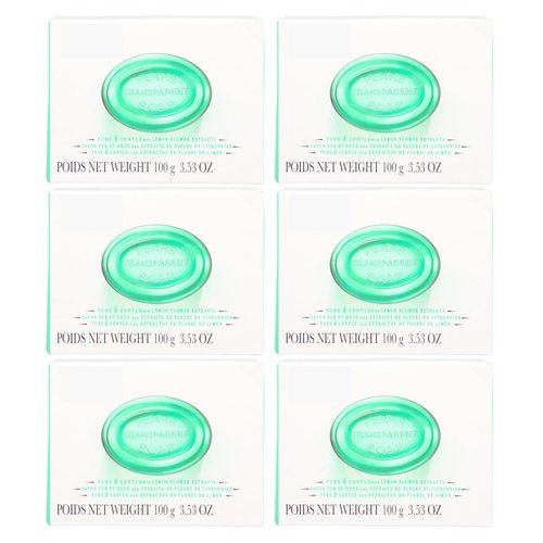 LSM Oil Clear Soaps with Lemon Flower Extract Soap Bar 3.53 oz for Men Women Bath Personal Skin Beauty Body Care Cleanser Valentines Day Gift Basket Supplies Bundle Set of 6 with Item Oggetto