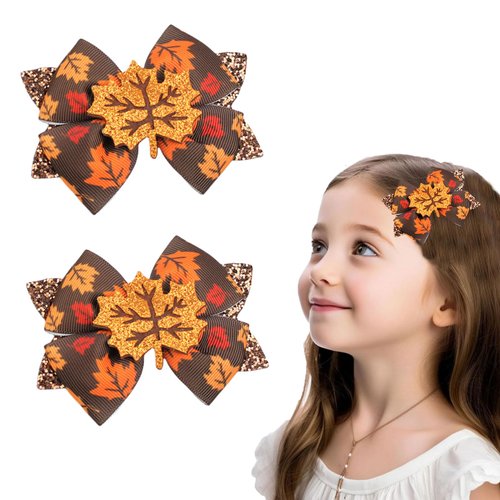 HAIMITI 2pcs Fall Thanksgiving Hair Clips Wide Maple Leaf Hair Accessories For Women Brown Yellow...