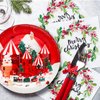 GOGUOGOFA 50Pcs Christmas Party Plates Christmas Party Supplies Xmas Party Decoration 7" Christmas Dessert Paper Plates Christmas Tree Plates Christmas Theme for Holiday Merry Christmas Party Decor
