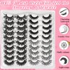 Fluffy Lashes 4 Styles 22MM-25MM 3D False Eyelashes 20 Pairs Full Wispy Lashes 25 MM Long Volume Curly Fake Eyelashes Reusable Dramatic Thick Faux Mink Lashes Multipack Wholesale Pack, by Yaiseiko