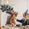 GLASNES Dog Party Balloons Decorations, 2Pcs Grey Dog Paw Shaped Foil Balloons 1Pcs Bone Shaped Foil Balloons for Pets Party Kids Birthday Baby Shower Decorations