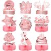 Teling 9 Pack Happy Birthday Party Decorations Birthday Table Honeycomb Centerpiece Double Sided Rose Gold Centerpieces for Table Birthday Table Decorations for Women Girls