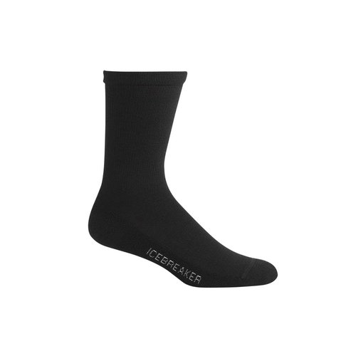 Icebreaker Merino Lifestyle Light Crew Socks for Men, Merino Wool, Premium Winter Lightweight Thermal Cushion Socks with Achilles Support, Reinforced Toes and Heels - Black, Medium