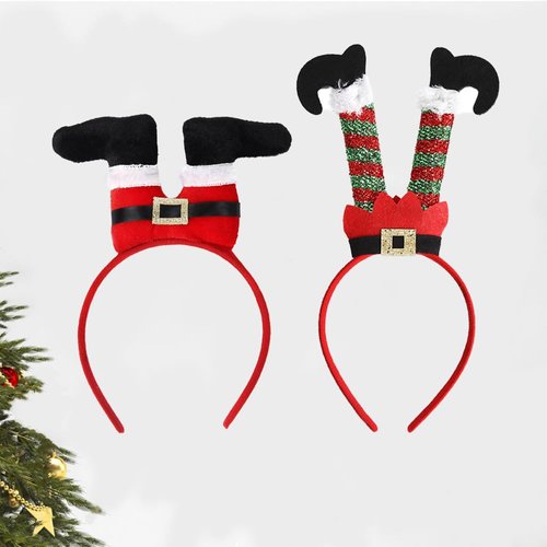 COLORFUL BLING Christmas Headbands Holiday Bouncy Headbands Santa Claus legs Headband Christmas Costume Party Headwears Accessories for Women Christmas Head Topper for Christmas Party Supplies