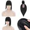 S-noilite 150% Density Human Hair Toppers with Bangs Silk Base Clip in Topper For Women with Thinning Hair Cover Gray Hair Clip on Top Hairpieces For Short Hair 10 Inch 33g #1 Jet Black