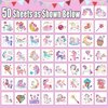 Partywind Glitter Temporary Tattoos for Kids Girls, Birthday Party Supplies Favors Decorations, Kids Goodie Bag Stuffers, Fake Tattoo Stickers for Party Games Prizes (50 Sheets)