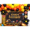 96 Pack Construction Birthday Party Supplies Dump Truck Party Decorations Kits Set with Balloons Garland kit, Construction Backdrop, Foil Balloons, Curtains and Traffic Signs