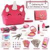 Little Girls Play Purse, Kids Purse for Girls Toys 4-5 4-6, Toddler Purse with Pretend Makeup Kit Age 3-5, Princess Toy Purse with Accessories for 3 4 5 6 7 Year Old Girls Birthday Gifts