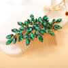 Teyglen Crystal Bride Wedding Hair Comb Full Rhinestone Side Comb Bridal Red Green Black Crystal Hair Pieces Hair Accessories for Bride Women Girl (Green)