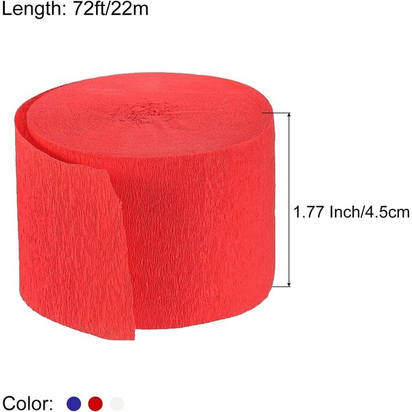 3 Rolls Patriotic Decorations Crepe Paper Streamers, 4th of July Streamers, Red White Blue Hanging Party Decoration, Crepe Paper for Independence Day Memorial