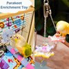 Bird Toys for Parakeets, Colorful Parakeet Toys Wheel, Interactive Spinner Rattle Parrot Toy, Cockatiel Toy For Bird Cage, Chewing Exercise for African Grey, Conure, Budgies Enrichment Toys (2pcs)