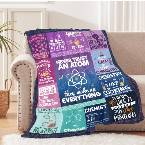 Absacie Chemistry Gifts Blanket Gifts for Chemistry Lovers, Appreciation Gifts for Chemist Teacher Chemist Gift for Women/Men Birthday Christmas Retirement Graduation Throw Blanket 60"x 50"