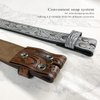 BS220 Western Floral Engraved Embossed Tooled Genuine Leather Belt Strap w/Snaps 1 1/2" Wide (Brown, 34)