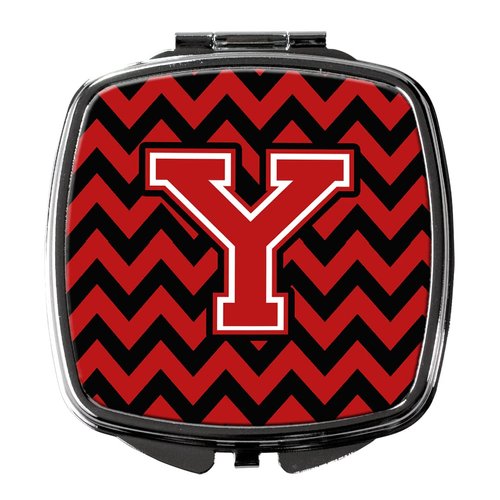 Caroline's Treasures CJ1047-YSCM Letter Y Chevron Black and Red Compact Mirror Decorative Travel Makeup Mirror for Women Girls Gifts Pocket Makeup Mirror Folding Handheld