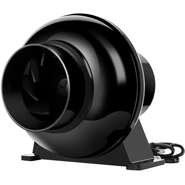 iPower 4 Inch 195 CFM Inline Duct Ventilation Fan Air Circulation Vent Blower for Grow Tent, 4", Black