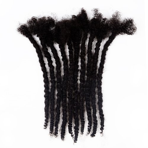 FAMILOCS 100％ Human Hair Textured Locs 6 Inch 0.6cm Width 20 Strands Full Hand-made Dreadlock Extensions for Women/Men Can Be Dyed and Bleached, with Crochet Hook and Comb