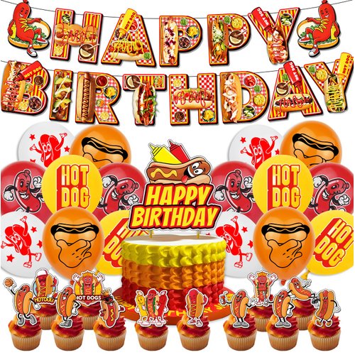 Hot Dog Party Decorations Hot Dog Birthday Themed Party Supplies for Adults and Kids