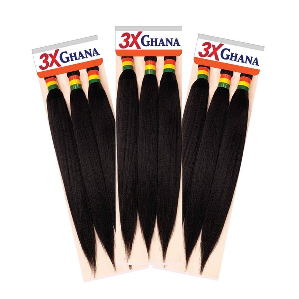 Beauty Elements Realistic- Multi Pack Deals! Pre-stretched X-Pression 3X Ghana Braids 40" 100% Kanekalon, Easy to braid, KNOTLESS, FEED in Braid Itch Free (3-PACK, 1B) E613XG4-1B3