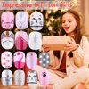 144 Pcs Thrilez Kids Press on Nails for Girls, Teens - Artificial Nail Tips, Pre Glue Full Cover Short Nails - Nail Art Decoration (Pink Series)