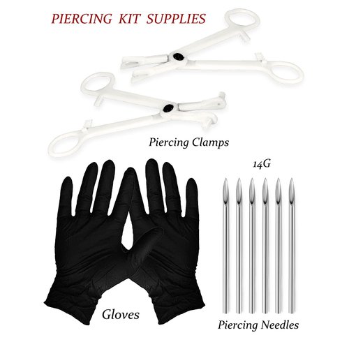 Nipple Piercing Kit 6 Pieces 14G Stainless Steel Nipple Piercing Jewelry Piercing Needles and Piercing Clamp Straight Heart Shape Nipple Rings Tongue Ring Barbell Body Piercing Jewelry Tools Silver