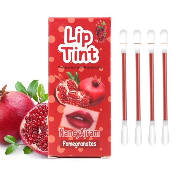 SWETIYOU Lip Tint Cotton Swab, 20 Pcs Waterproof Non-Stick Cotton Swab Lipstick Long Lasting Q Tip Lip Tint Stain, Cute Lip Makeup Products(Pomegranates)