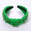 CEALXHENY St. Patrick's Day Headband for Women Green Shamrock Headband Embellished Crystal Rhinestone Knotted Headband St. Patrick's Day Hair Accessories Outfits Irish Holiday Gifts (Shamrock A)