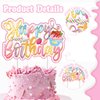 JUYRLE Sweets Birthday Party Decorations for Girls- Pastel Ice Cream Party Supplies, Donut Balloons Happy Birthday Banner Cupcake Topper Candy Theme Birthday for Baby Shower Wedding
