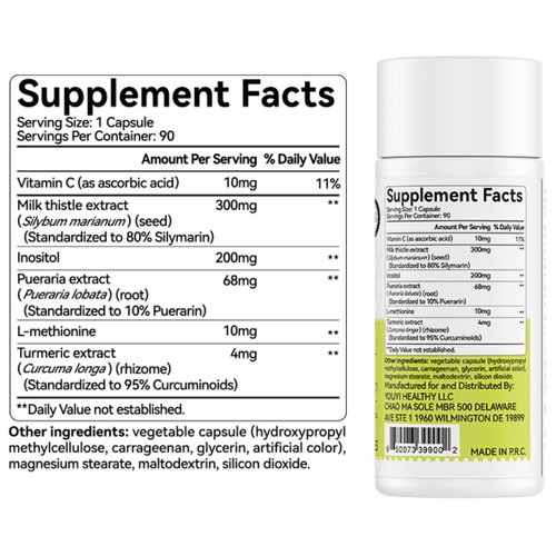 OxyEnergy Silymarin Milk Thistle 300mg Extract with Vitamin C, Inositol & Pueraria, Liver Detox & Repair Support, Antioxidant Support, 90 Vegetarian Capsules