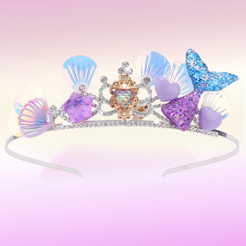 Vovii Mermaid Crown Headband for Women Girls, Little Mermaid Hair Accessories Princess Tiara Headpiece for Girl Mermaid Birthday Party Decorations Party Supplies Halloween Costume Adult Dress Outfit