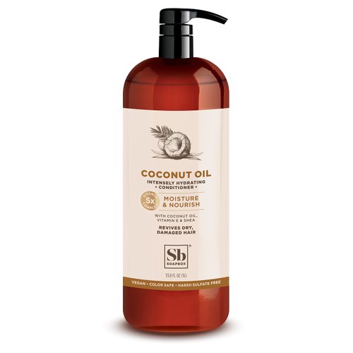Soapbox Coconut Oil Conditioner, Sulfate Free, Paraben Free, Silicone Free, Color Safe, and Vegan Hair Conditioner (33.8 Ounces)