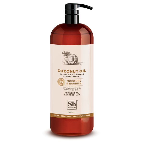 Soapbox Coconut Oil Conditioner, Sulfate Free, Paraben Free, Silicone Free, Color Safe, and Vegan Hair Conditioner (33.8 Ounces)