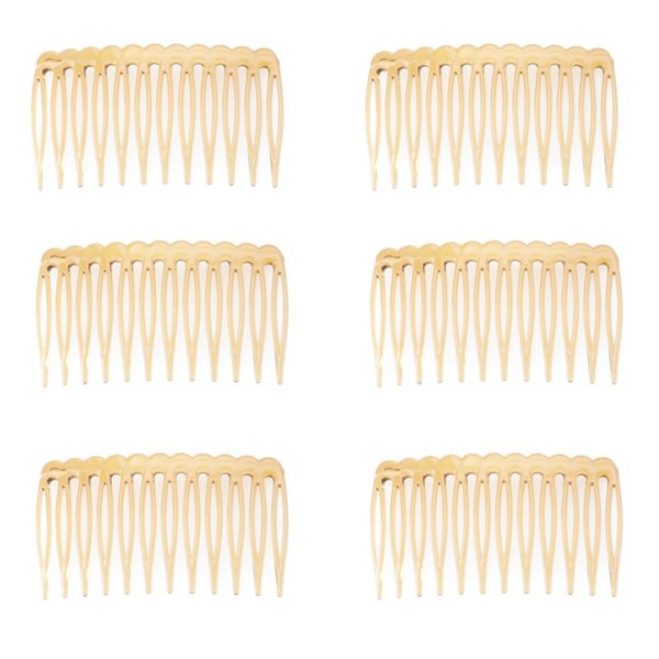 Ruwado 6 Pcs 12 Teeth Hair Side Combs 6.8 x 3.8 cm Tortoise French Twist Hair Barrettes Accessories for Women Girls Fine Thin Thick Long Hair Wedding Bridal Parties (Light Brown)