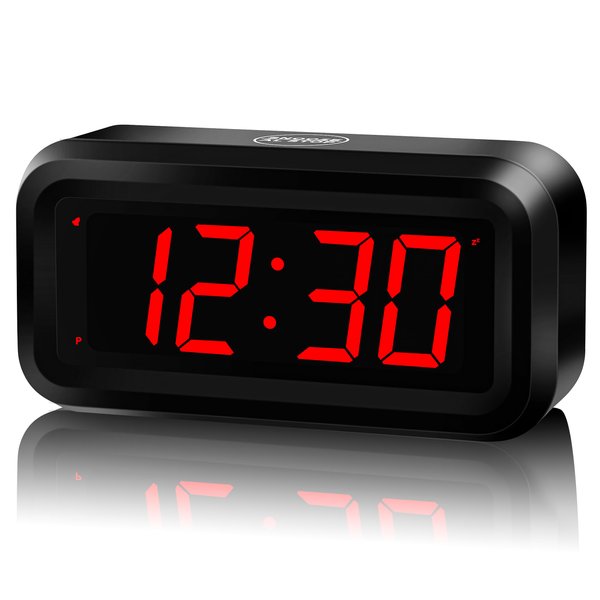 Alarm Clock, LED Digital Clock, Small Wall Clock, Battery Operated, Adjustable 3-Level Led Brightness, Dim Night Mode, 12/24Hr, Cordless, Constantly 1.2'' Digits Display for Bedroom/Travel,Easy to Set