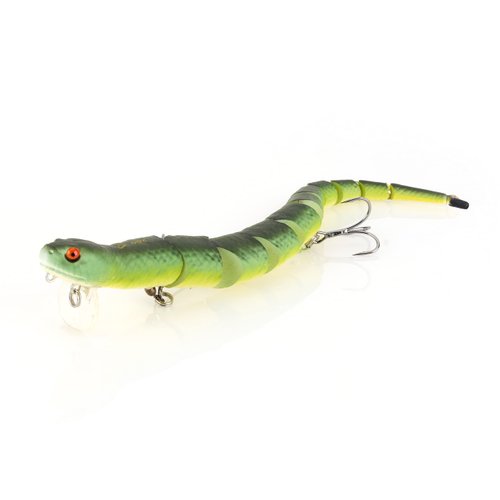 Savage Gear 3D Wake Snake Fishing Bait, 2 oz, Green Snake, Realistic Contours, Colors & Movement, Durable Construction, Versatile Rigging Options, Dual Treble Hook Configuration
