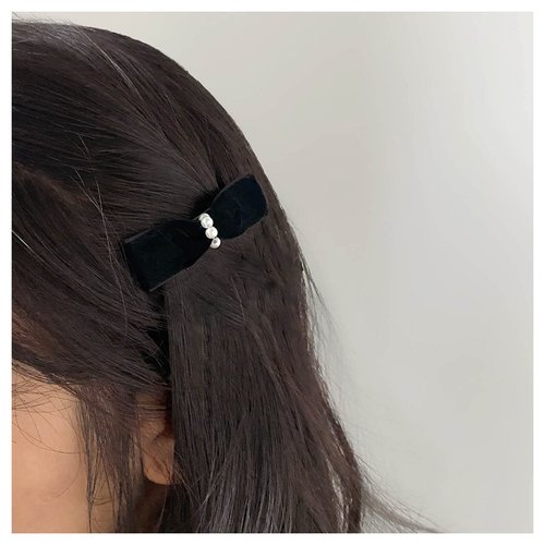 Andelaisi Vintage Satin Bow Hairclip Barrettes Black Velvet Bow Hair Clips Winter Ribbon Bow Head...