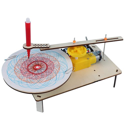 NUOBESTY Model Kit Robotics Kit Robot Toys Indoor Playset Physics Experiment Toy Early Education Toy DIY Electric Plotter Assembled Electric Plotter Electronic Bamboo Drawstring