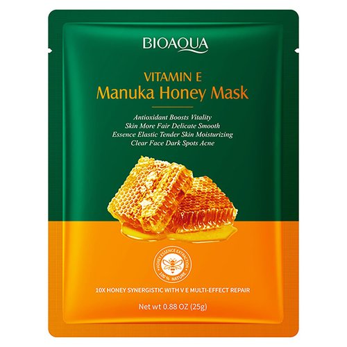 BIOAQUA Manuka Honey Facial Mask Vitamin E Moisturizing Face Skin Delicate Smooth Antioxidant Repair 25g x 5pcs