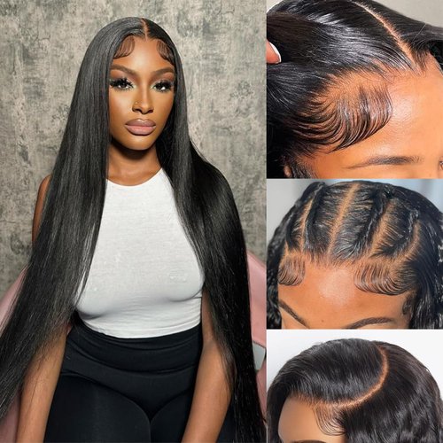 ONETIDE Straight Lace Front Wigs Human Hair 26Inch Brazilian Virgin 13x4 Lace Front Human Hair Wig 180% Density Frontal Wigs Human Hair Pre Plucked with Baby Hair Natural Color