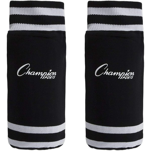 Champion Sports SL4B Youth Sock Style Soccer Shin Guards - Ages 4-6, Black, Small