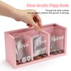 Mczxon Spend Save Give Piggy Bank for Kids, Money Coin Savings Piggy Bank Jar Box for Kids Child Safe Money Saver, Teach Children About Giving & Saving Money Piggy Box for Childrens Boys Girls, Pink